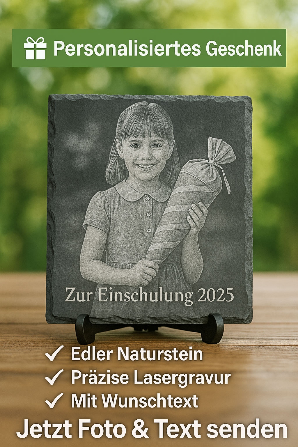 Personalisierte Schieferplatte Portrait Einschulung Geschenk Kinder Familie