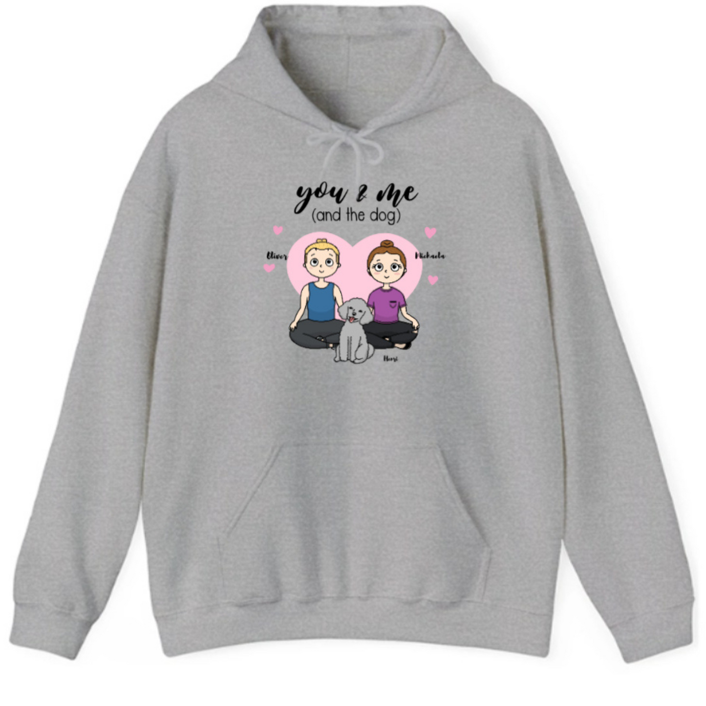 Personalisierbarer Unisex Partner Hoodie – „You, Me and the Dog“ | Kuschelig & Stilvoll Partnerhoodie