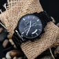 Personalisierte Schwarze Chronographenuhr Geschenkidee für Mann