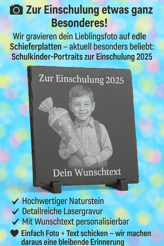 Personalisierte Schieferplatte Portrait Einschulung Geschenk Kinder Familie
