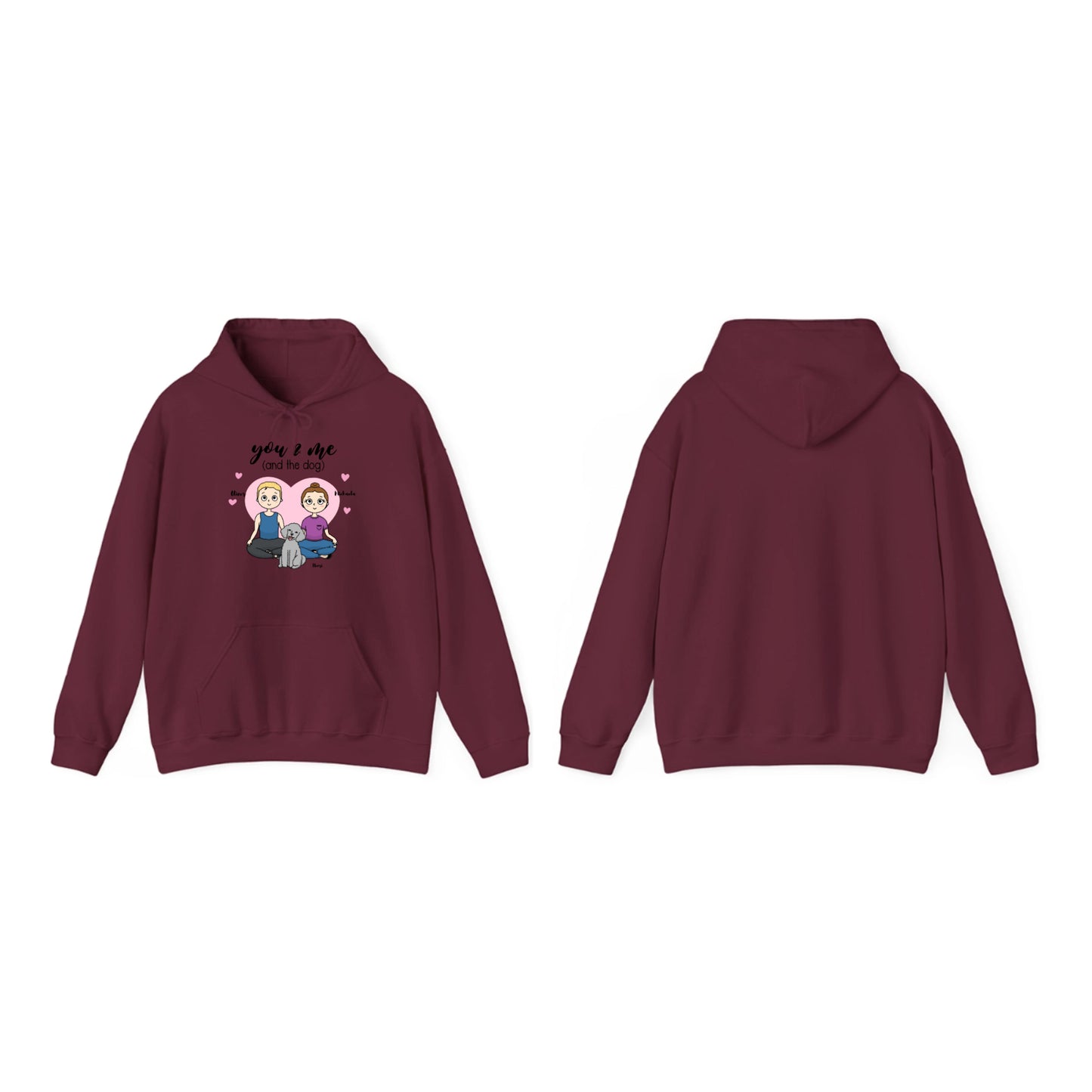 Personalisierbarer Unisex Partner Hoodie – „You, Me and the Dog“ | Kuschelig & Stilvoll Partnerhoodie
