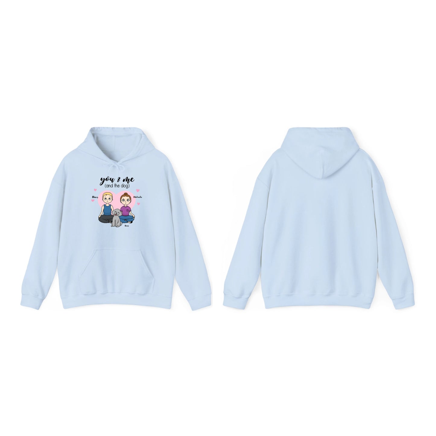 Personalisierbarer Unisex Partner Hoodie – „You, Me and the Dog“ | Kuschelig & Stilvoll Partnerhoodie