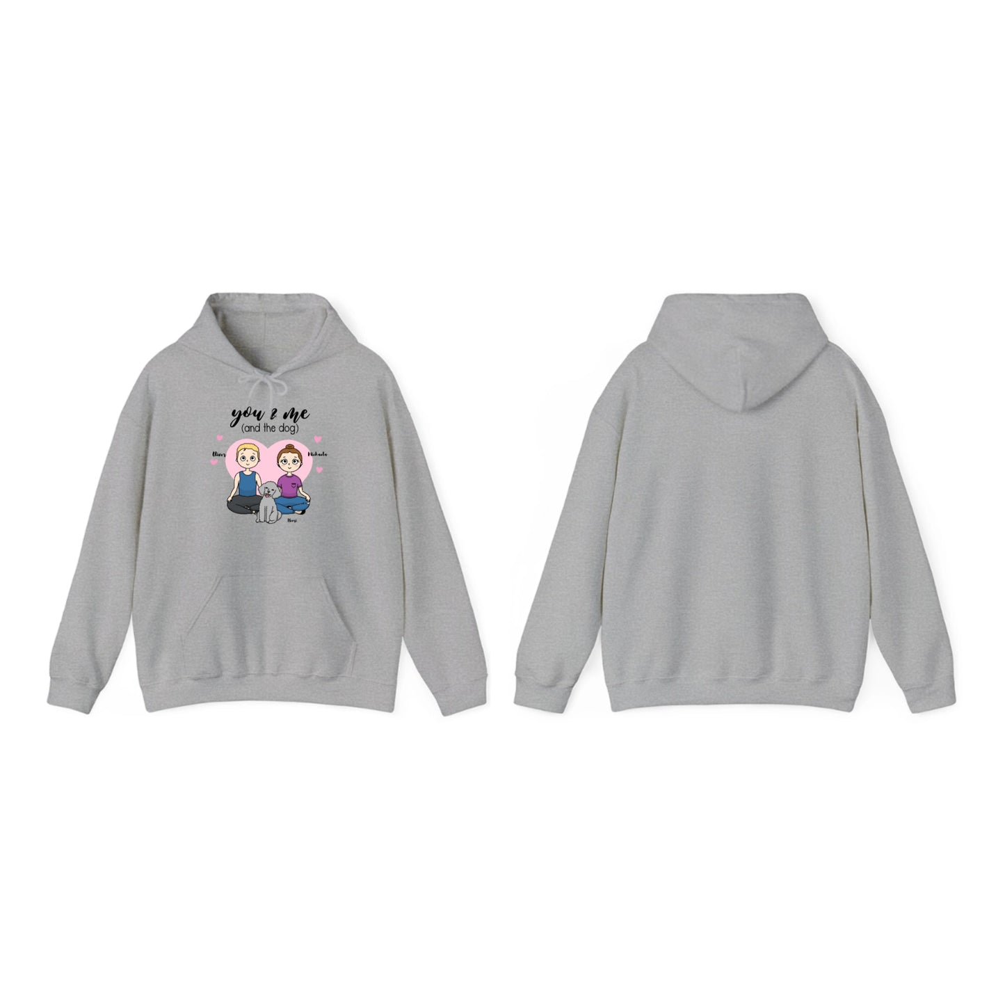 Personalisierbarer Unisex Partner Hoodie – „You, Me and the Dog“ | Kuschelig & Stilvoll Partnerhoodie