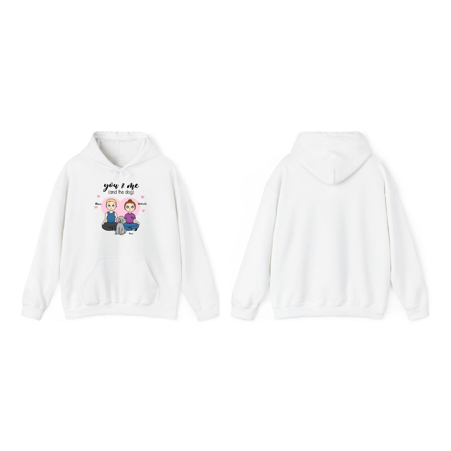 Personalisierbarer Unisex Partner Hoodie – „You, Me and the Dog“ | Kuschelig & Stilvoll Partnerhoodie