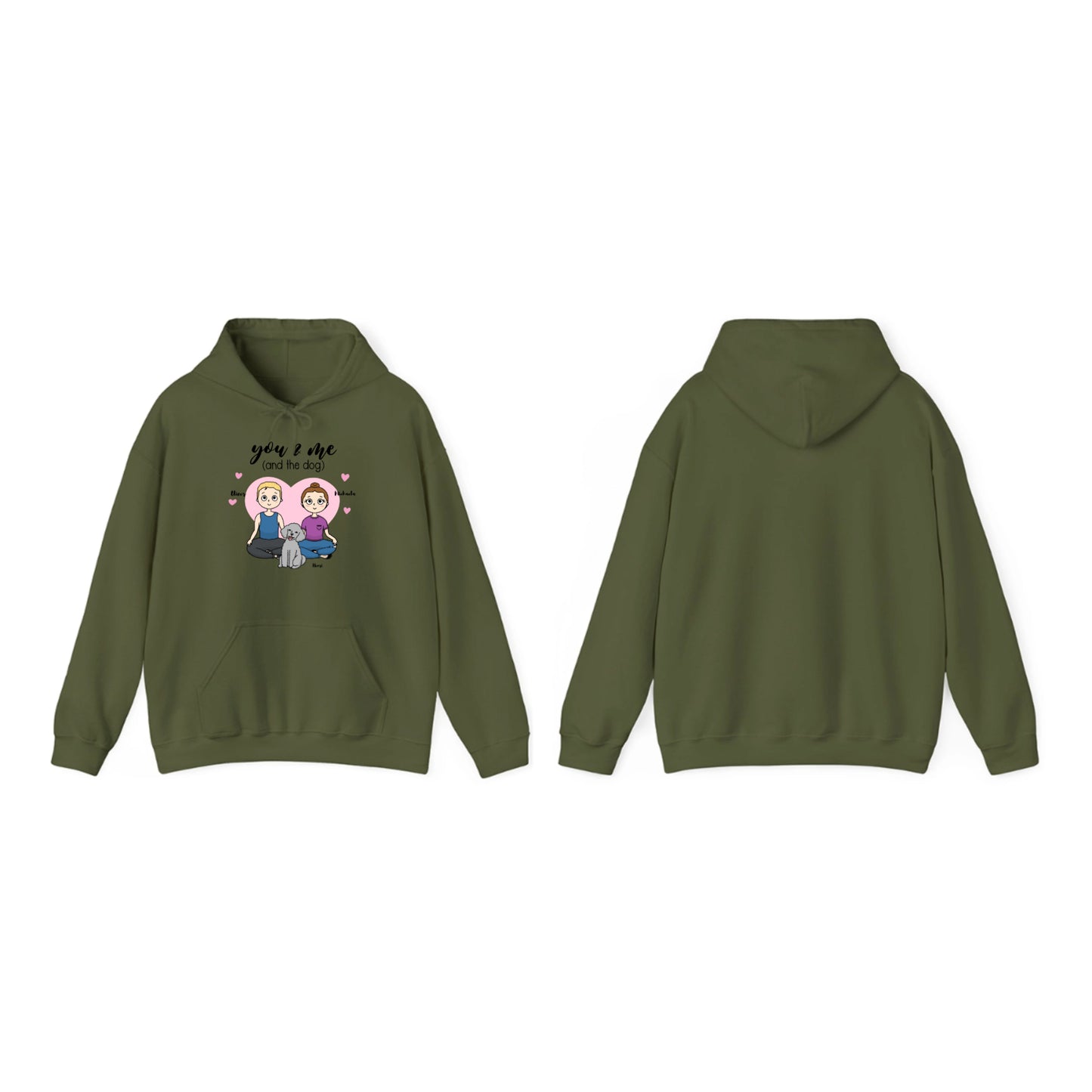 Personalisierbarer Unisex Partner Hoodie – „You, Me and the Dog“ | Kuschelig & Stilvoll Partnerhoodie