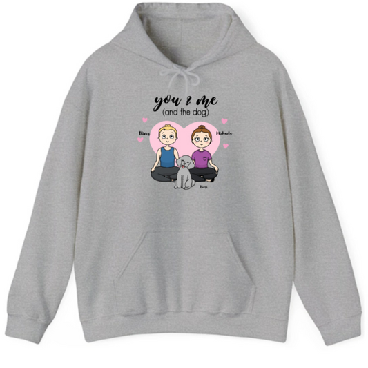 Personalisierbarer Unisex Partner Hoodie – „You, Me and the Dog“ | Kuschelig & Stilvoll Partnerhoodie