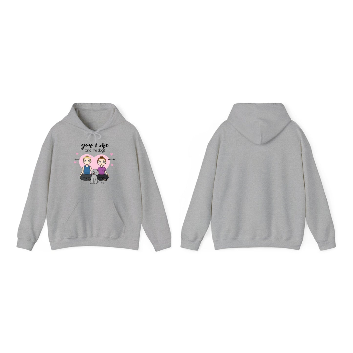 Personalisierbarer Unisex Partner Hoodie – „You, Me and the Dog“ | Kuschelig & Stilvoll Partnerhoodie